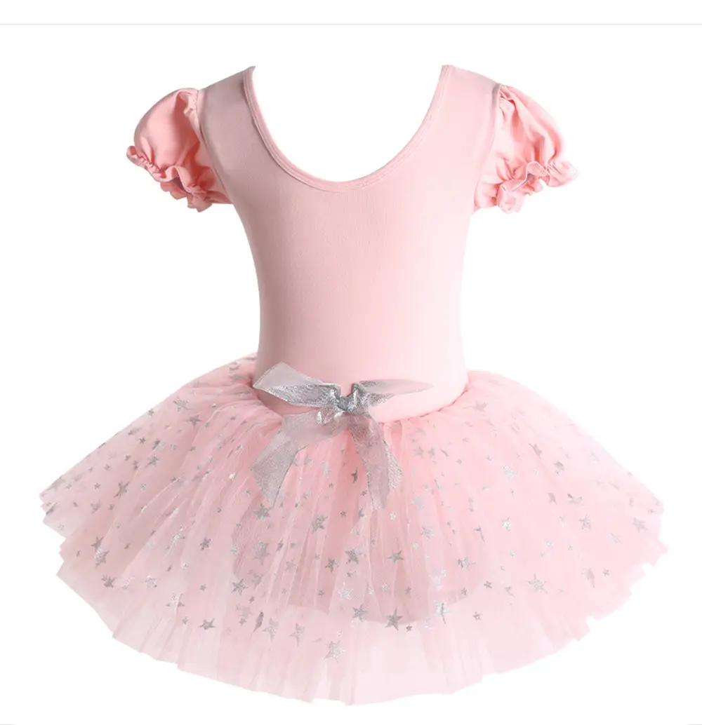 Girls' Mesh Dancing Dress Short Sleeve Ballet Style — feature 11