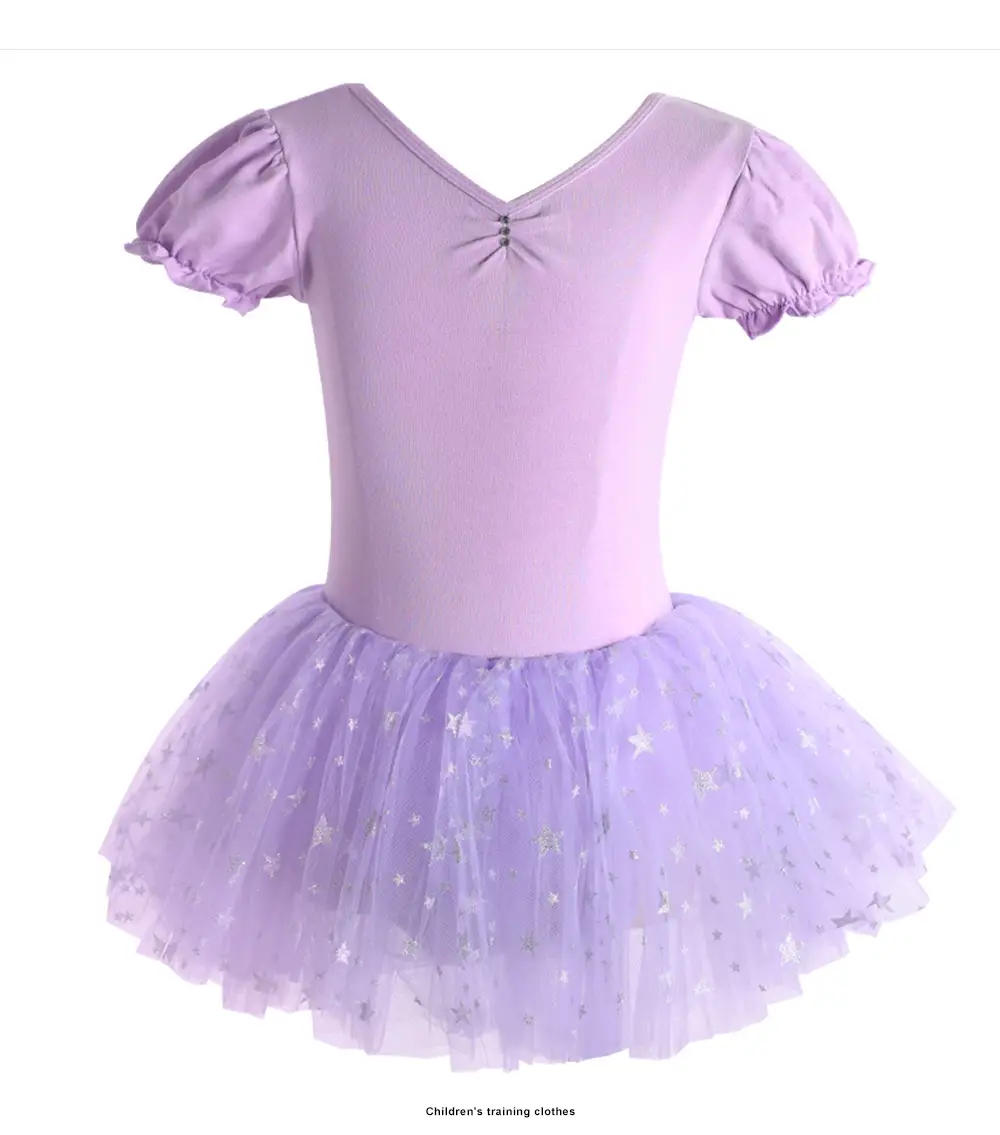 Girls' Mesh Dancing Dress Short Sleeve Ballet Style — feature 9