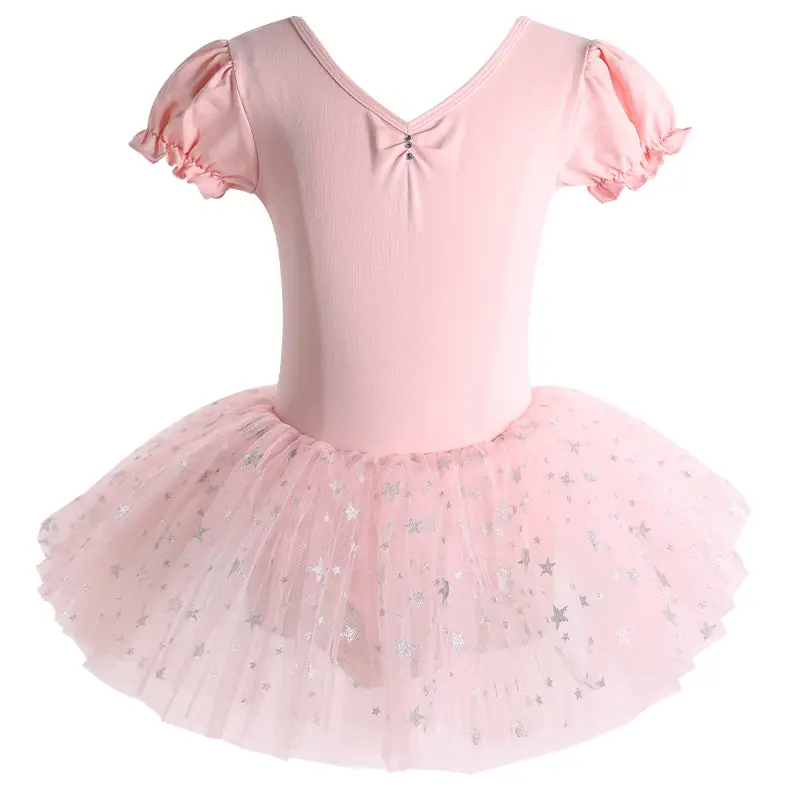 Girls' Mesh Dancing Dress Short Sleeve Ballet Style - Image 2