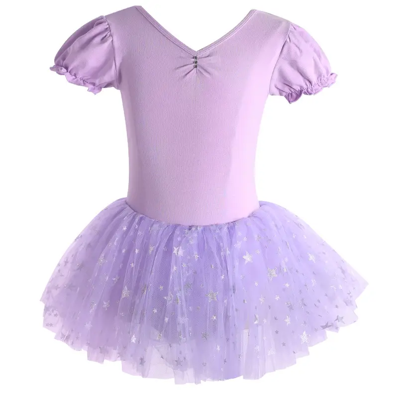 Girls' Mesh Dancing Dress Short Sleeve Ballet Style - Image 3