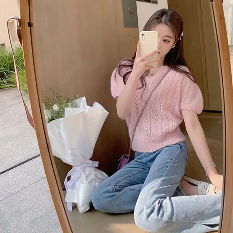 Green Knit V-Neck Top for Women Spring Summer — feature 17