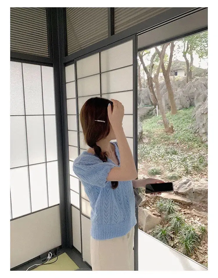 Green Knit V-Neck Top for Women Spring Summer — feature 30