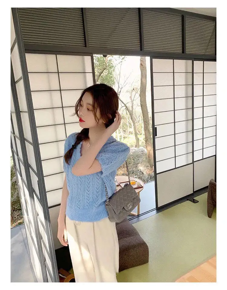 Green Knit V-Neck Top for Women Spring Summer — feature 31