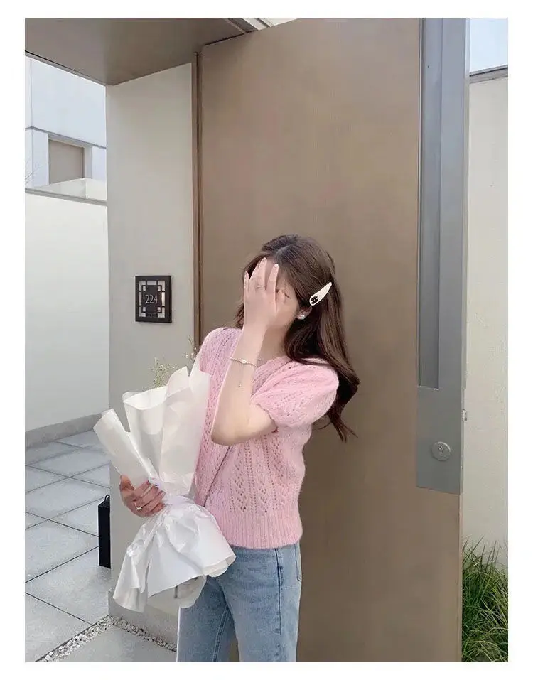 Green Knit V-Neck Top for Women Spring Summer — feature 37
