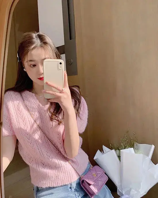 Green Knit V-Neck Top for Women Spring Summer — feature 38
