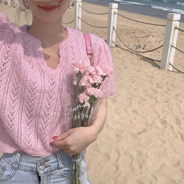 Green Knit V-Neck Top for Women Spring Summer — feature 9