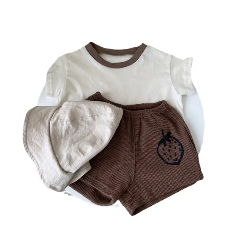 Kids Summer T-Shirt Shorts Set Cotton Striped White