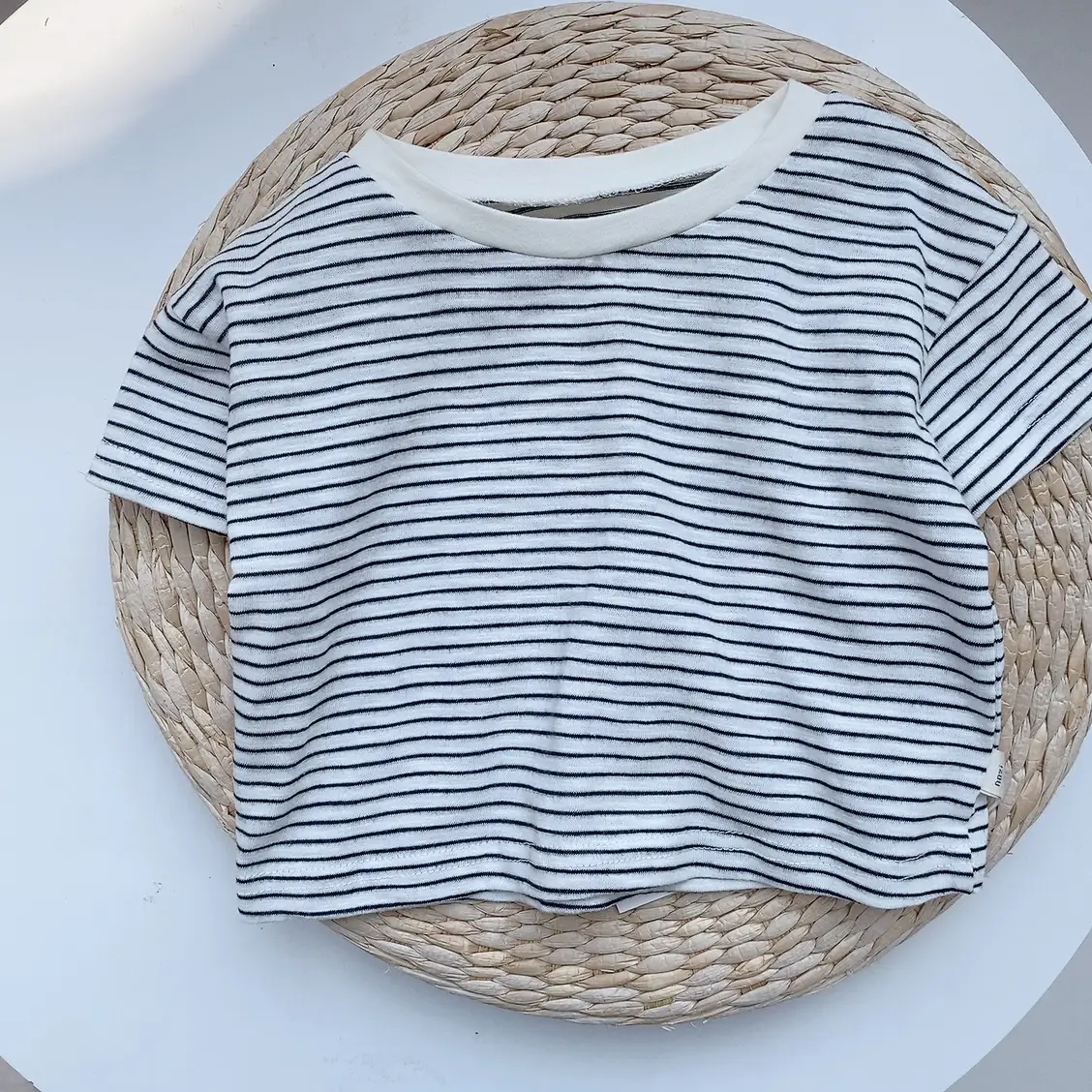 Kids Summer T-Shirt Shorts Set Cotton Striped White