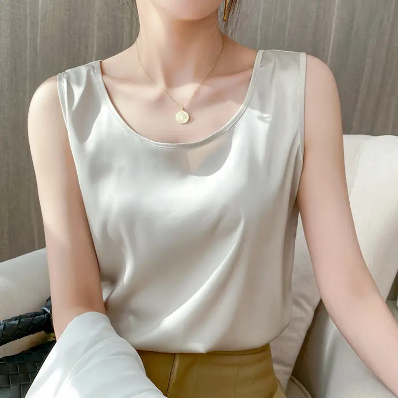 Women Silk U-Neck Camisole Vest Green Small