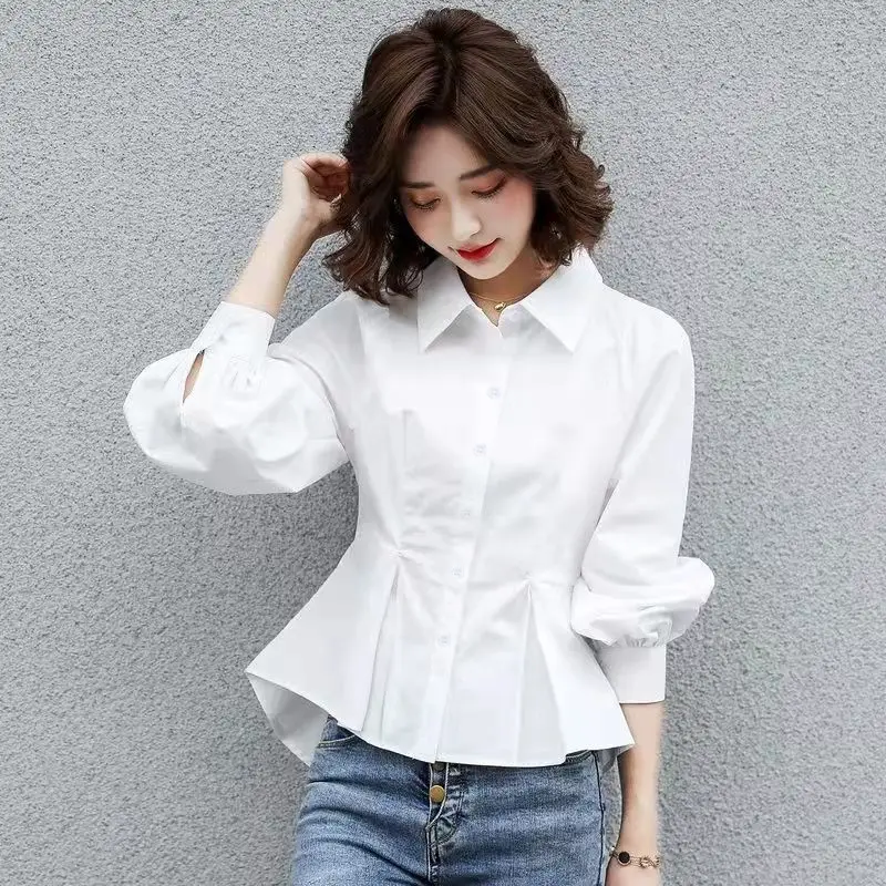 Red New Lapel Shirt for Women Single Breasted - Image 6
