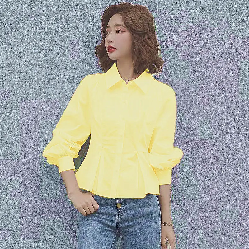 Red New Lapel Shirt for Women Single Breasted - Image 4