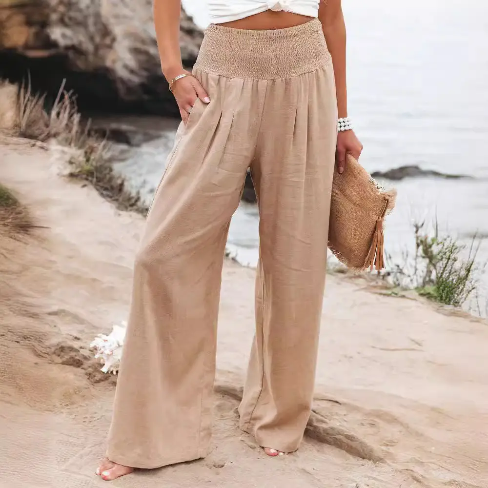 2024 Wide Leg Cotton Linen Pants for Women - Image 12