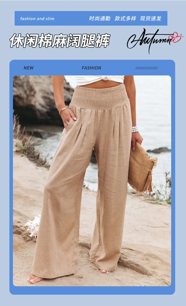 2024 Wide Leg Cotton Linen Pants for Women — feature 3