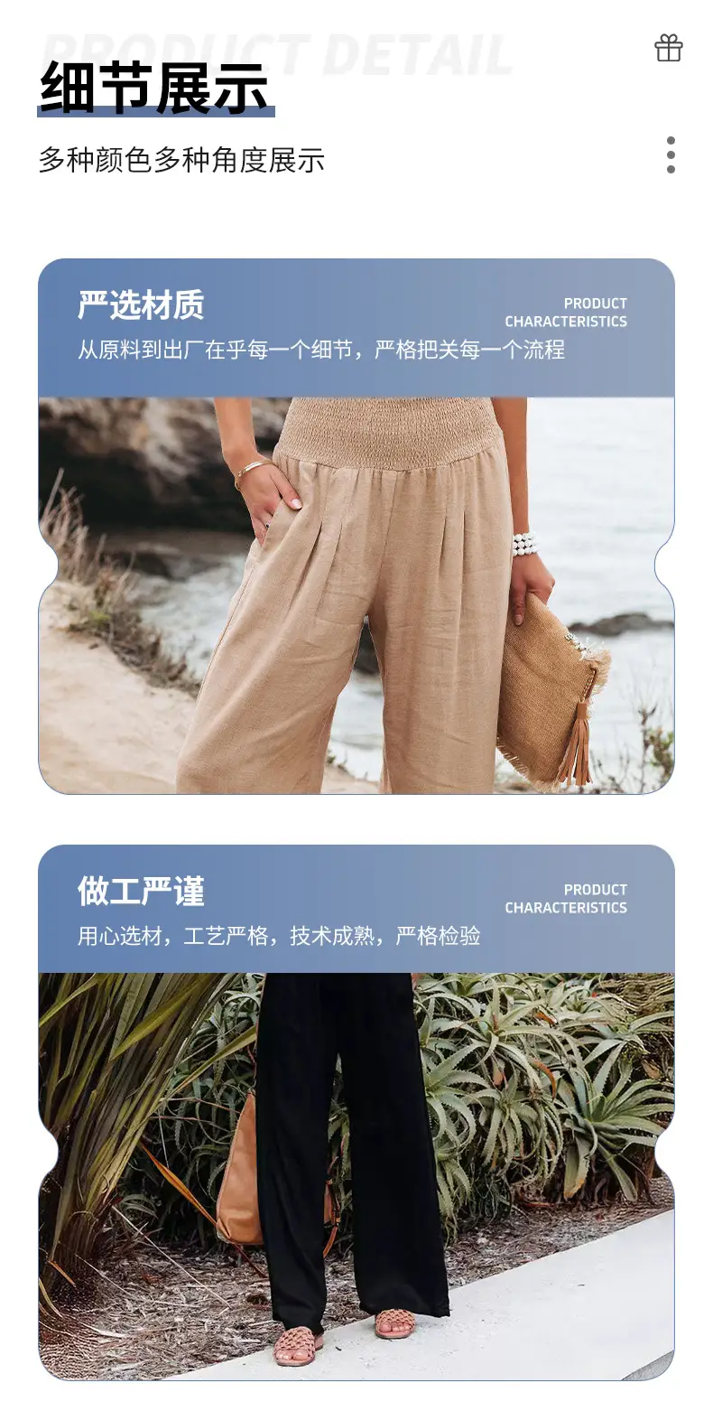 2024 Wide Leg Cotton Linen Pants for Women — feature 6