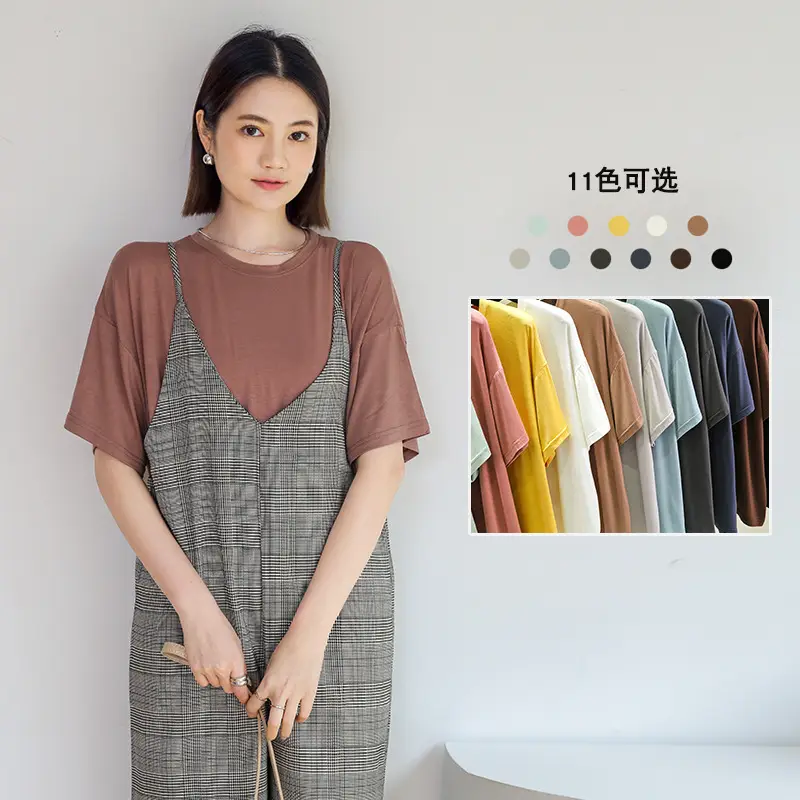 Spring Short Sleeve White T-Shirt Round Neck