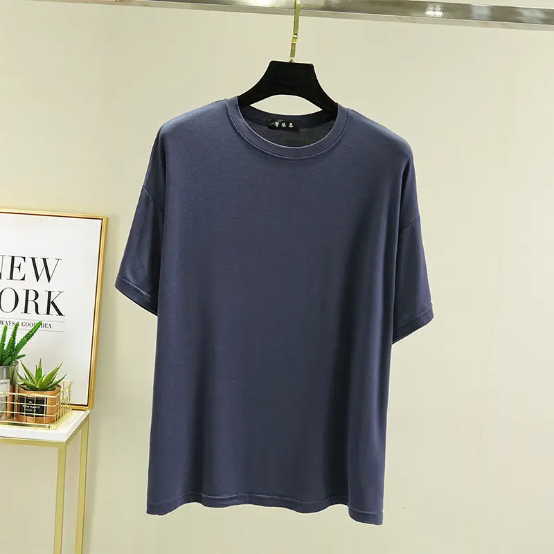 Spring Short Sleeve White T-Shirt Round Neck