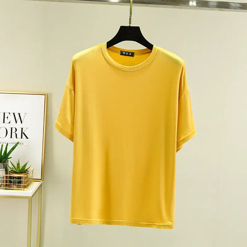 Spring Short Sleeve White T-Shirt Round Neck
