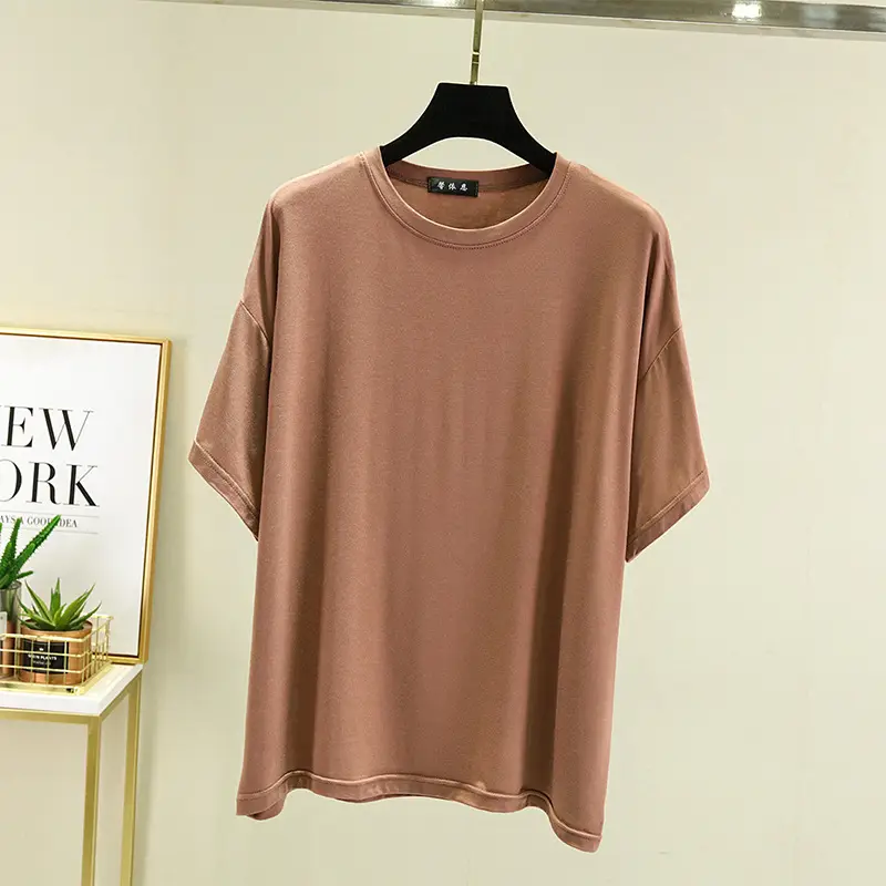 Spring Short Sleeve White T-Shirt Round Neck