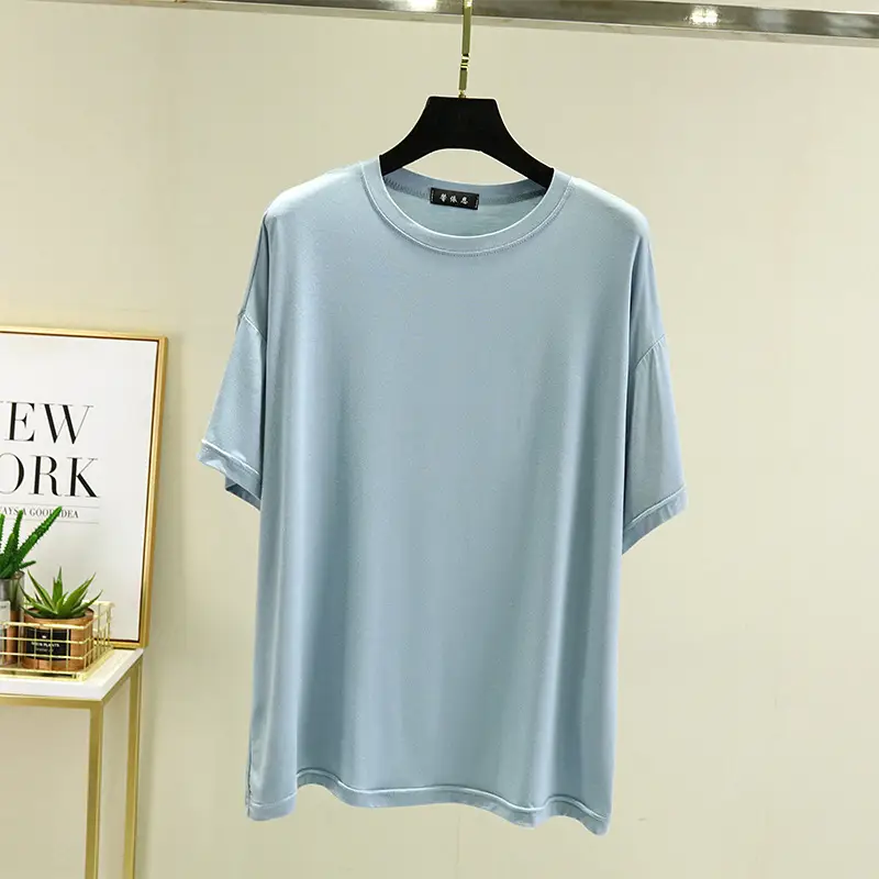 Spring Short Sleeve White T-Shirt Round Neck