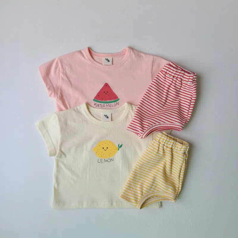 Baby Lemon Short Sleeve T-Shirt & Striped Shorts Set - Image 3