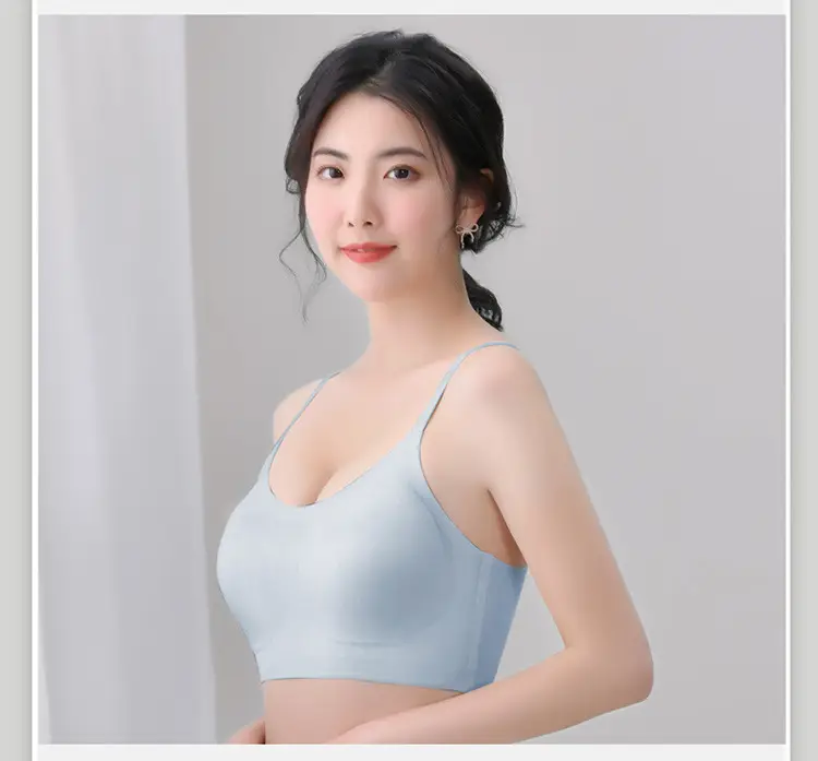 2022 Clouds Traceless Underwear Women's Thin Adjustable Shoulder Strap Fixed Cup Sports Size Free Bra — feature 18