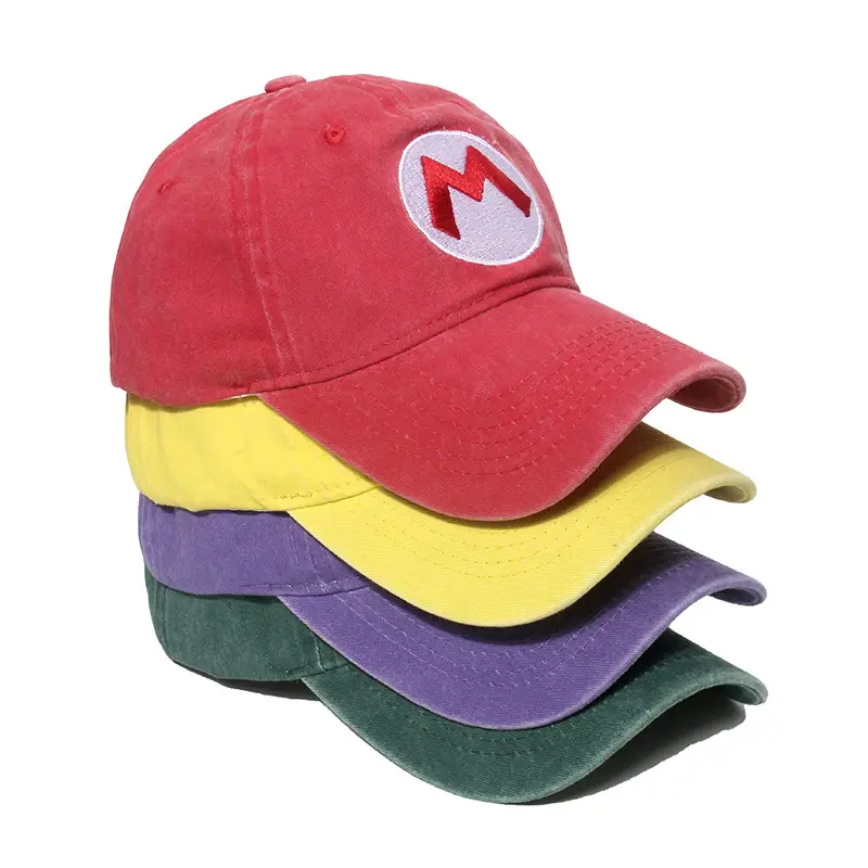 Super Mario Washed Canvas Baseball Cap Sun Hat - Image 10