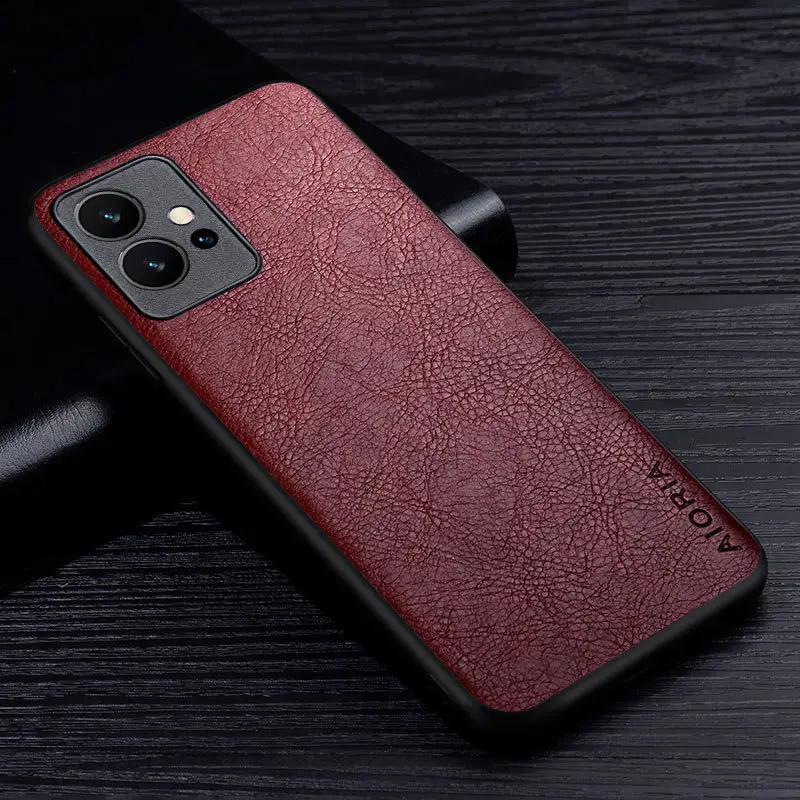 Vivo Phone Case Retro Litchi Pattern Brown Black - Image 3