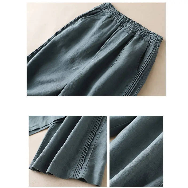 Women Cotton Linen Wide Leg Pants Summer 2024 — feature 8