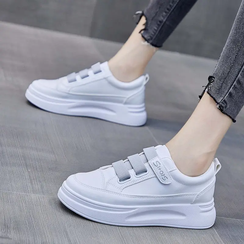 Women's White Velcro Flat Shoes 2023 Spring - Image 5