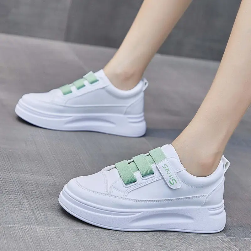 Women's White Velcro Flat Shoes 2023 Spring - Image 7