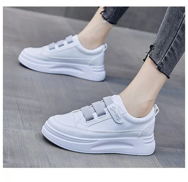 Women's White Velcro Flat Shoes 2023 Spring — feature 16