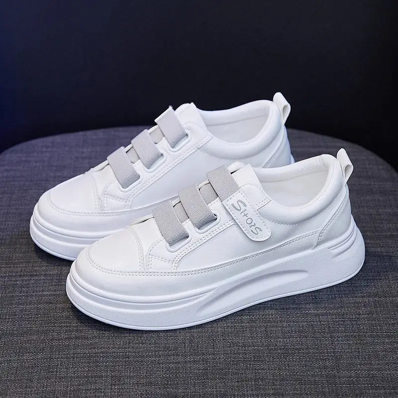 Women's White Velcro Flat Shoes 2023 Spring - Image 3