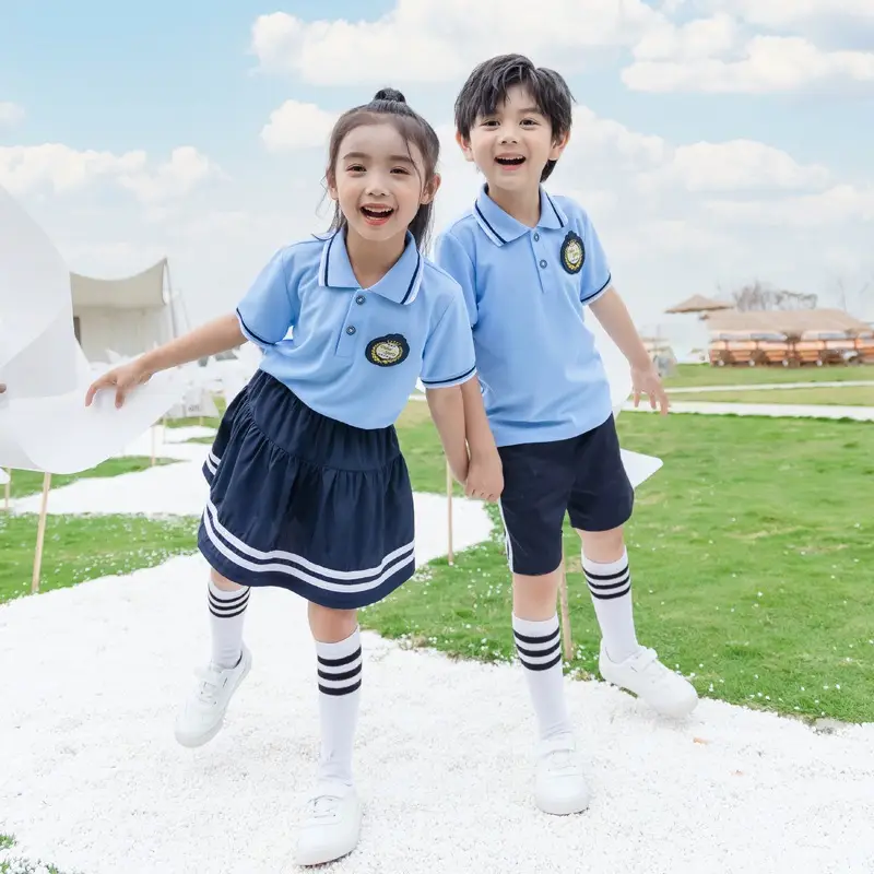 2025 Kindergarten Summer School Uniforms Red Blue Shorts Set - Image 6