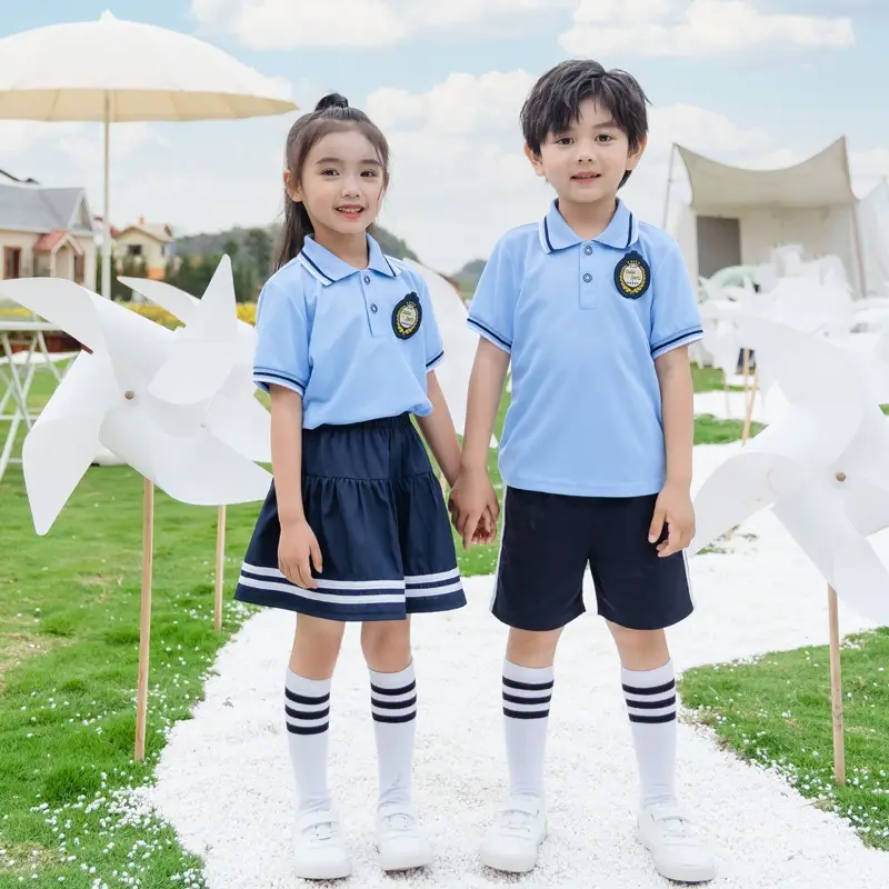 2025 Kindergarten Summer School Uniforms Red Blue Shorts Set - Image 8