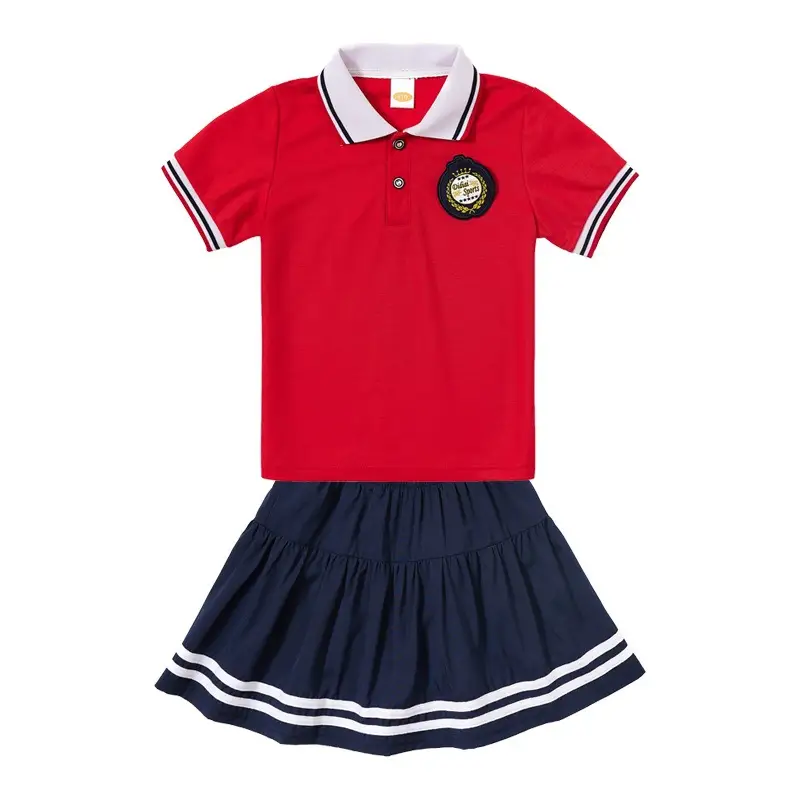2025 Kindergarten Summer School Uniforms Red Blue Shorts Set - Image 9
