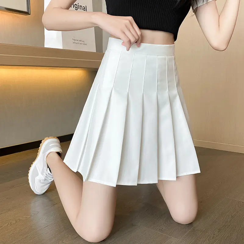 Women's White Pleated Skirt High Waist Slimming - Image 5