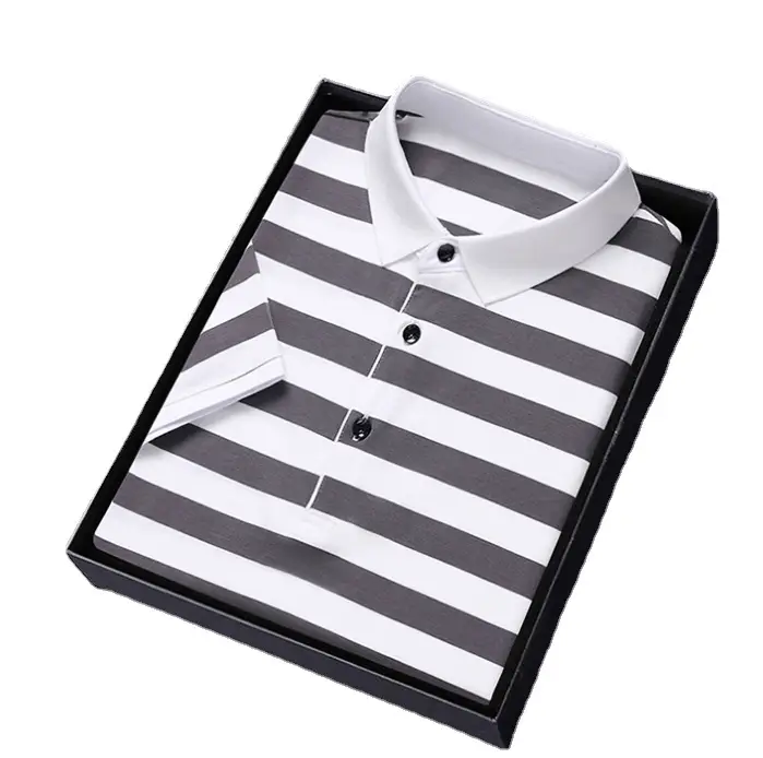 Men Blue Yellow Striped Polo Shirt with Collar - Image 10