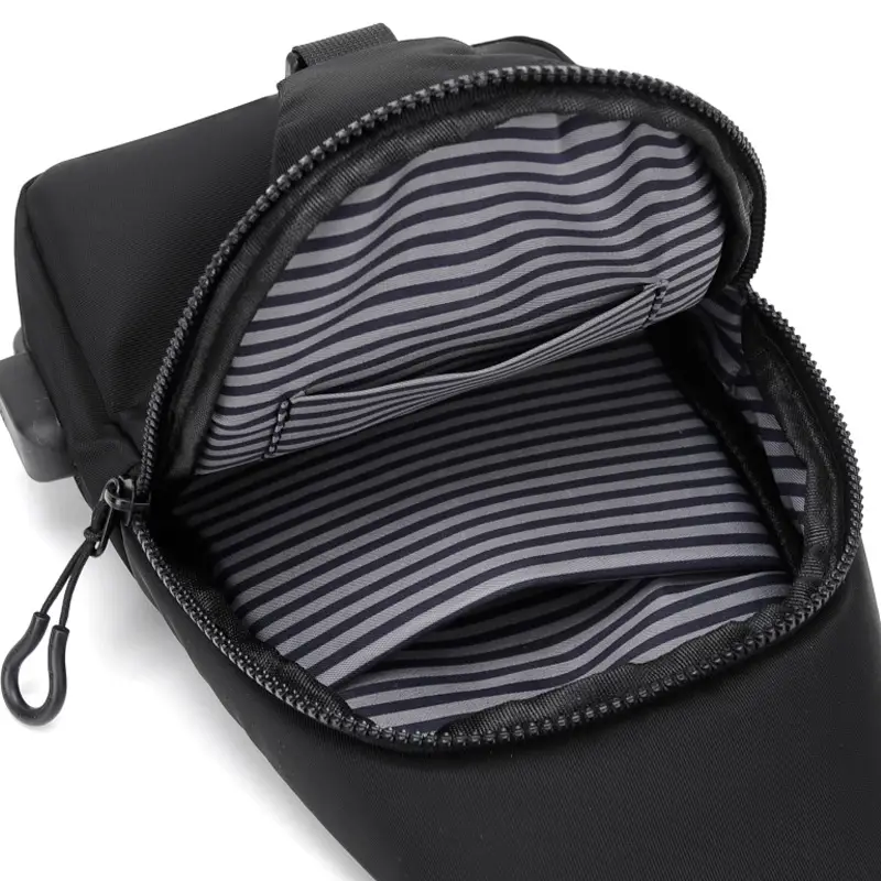 Men's Black Nylon Crossbody Shoulder Bag with Adjustable Strap - Image 7