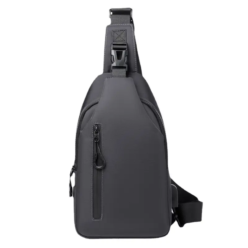 Men's Black Nylon Crossbody Shoulder Bag with Adjustable Strap - Image 8