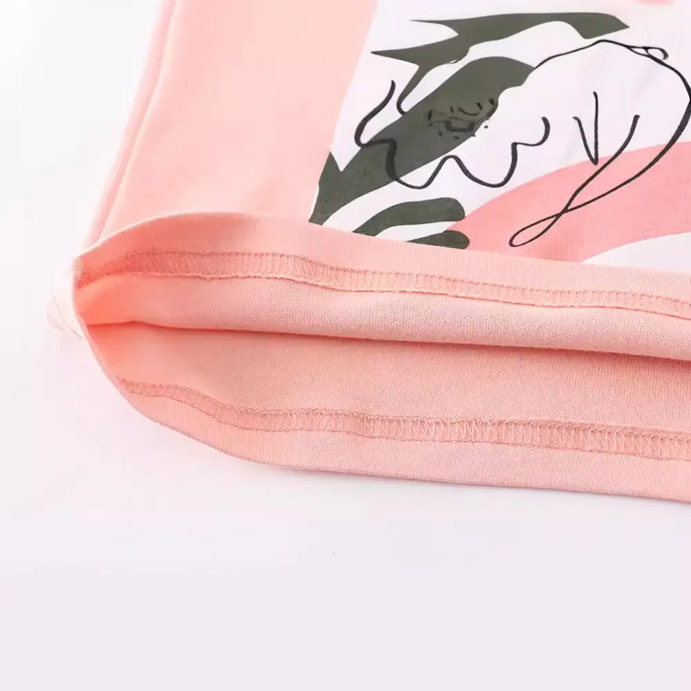 European American Kids T-Shirt Short Sleeve Summer Cotton Peach