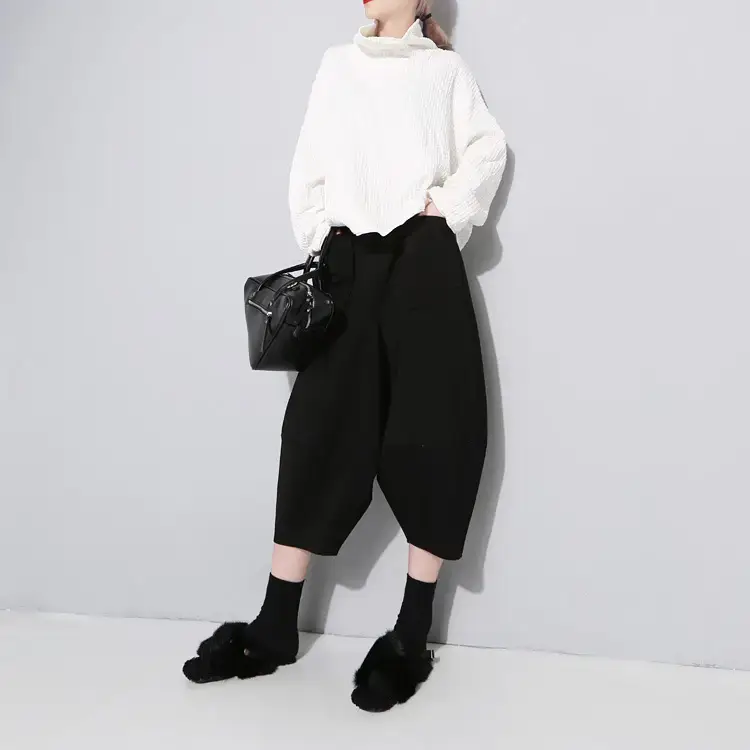 Women's Retro High Waist Wide Leg Harem Pants - Image 3