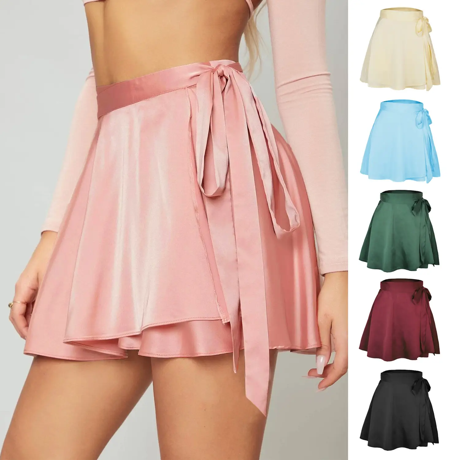 Summer 2021 Cream High Waist Lace-Up Skirt - Image 11