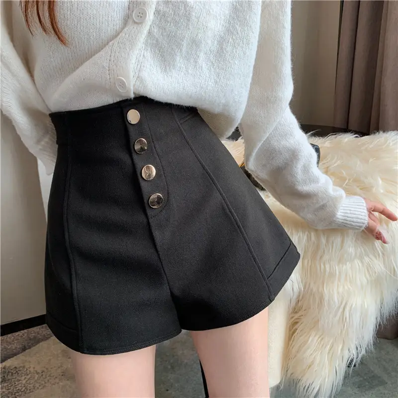 Black High Waist Chubby Shorts Women Spring Summer