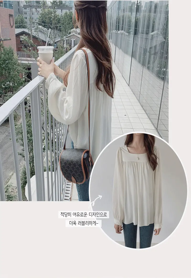 Spring Pullover Top Gray Cotton Round Neck Chiffon — feature 9
