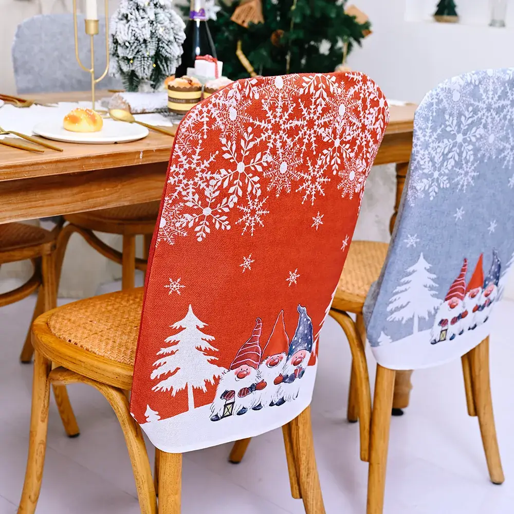 Christmas Chair Covers Forest Old Man Grey Snowflake Non-woven - Image 5
