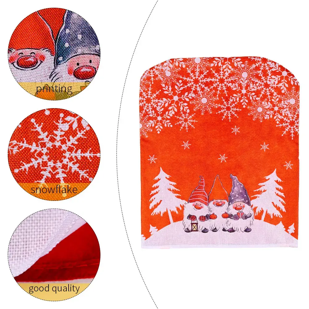 Christmas Chair Covers Forest Old Man Grey Snowflake Non-woven - Image 6