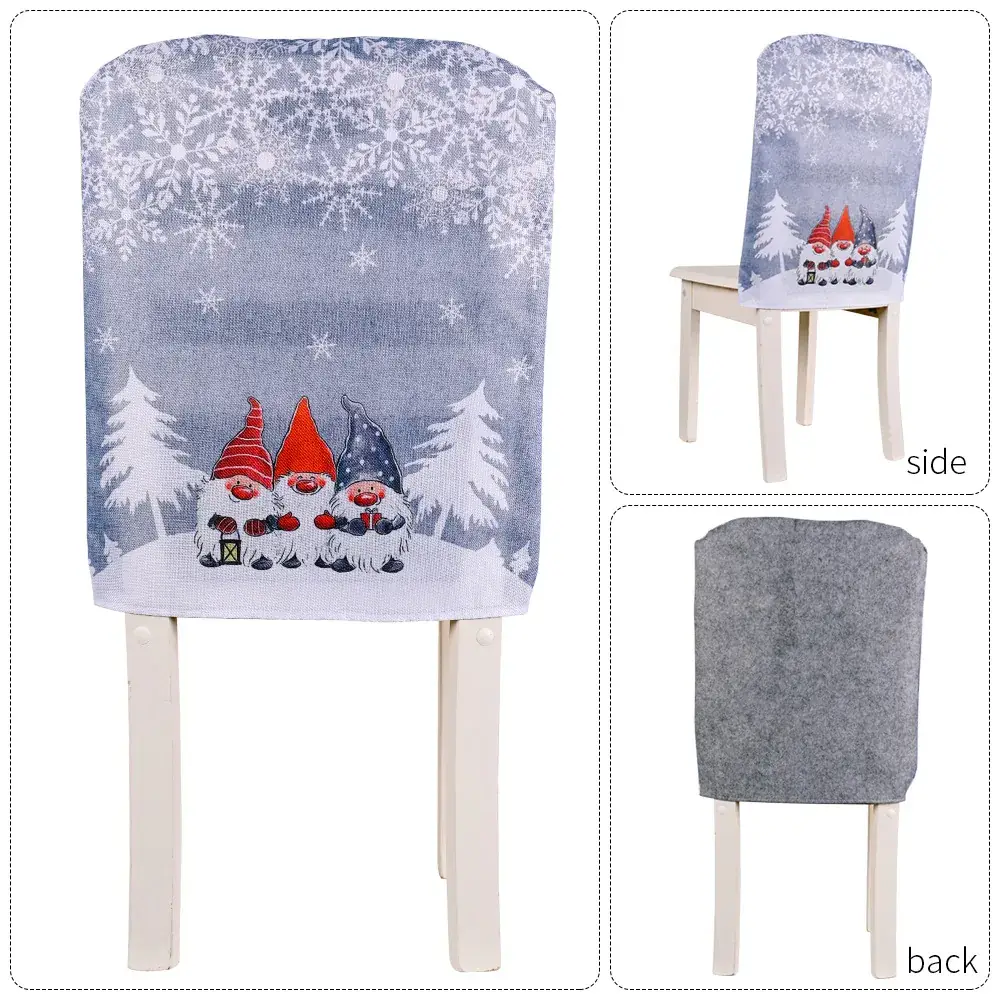 Christmas Chair Covers Forest Old Man Grey Snowflake Non-woven - Image 7