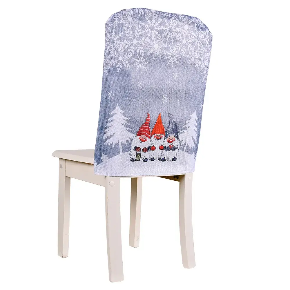 Christmas Chair Covers Forest Old Man Grey Snowflake Non-woven - Image 2