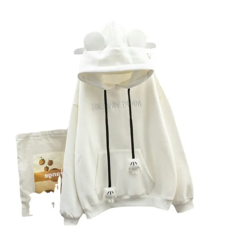 Women's White Bear Hooded Hoodie Set Winter Casual - Image 9