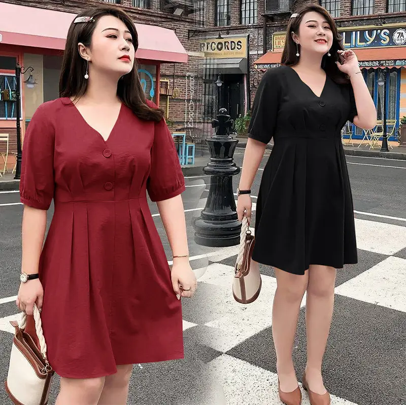 Fat Sister Large Size Women Dress 200 Jin 2022 New French Niche Very Fairy Belly Covering Dress Age-reducing Summer - Image 7